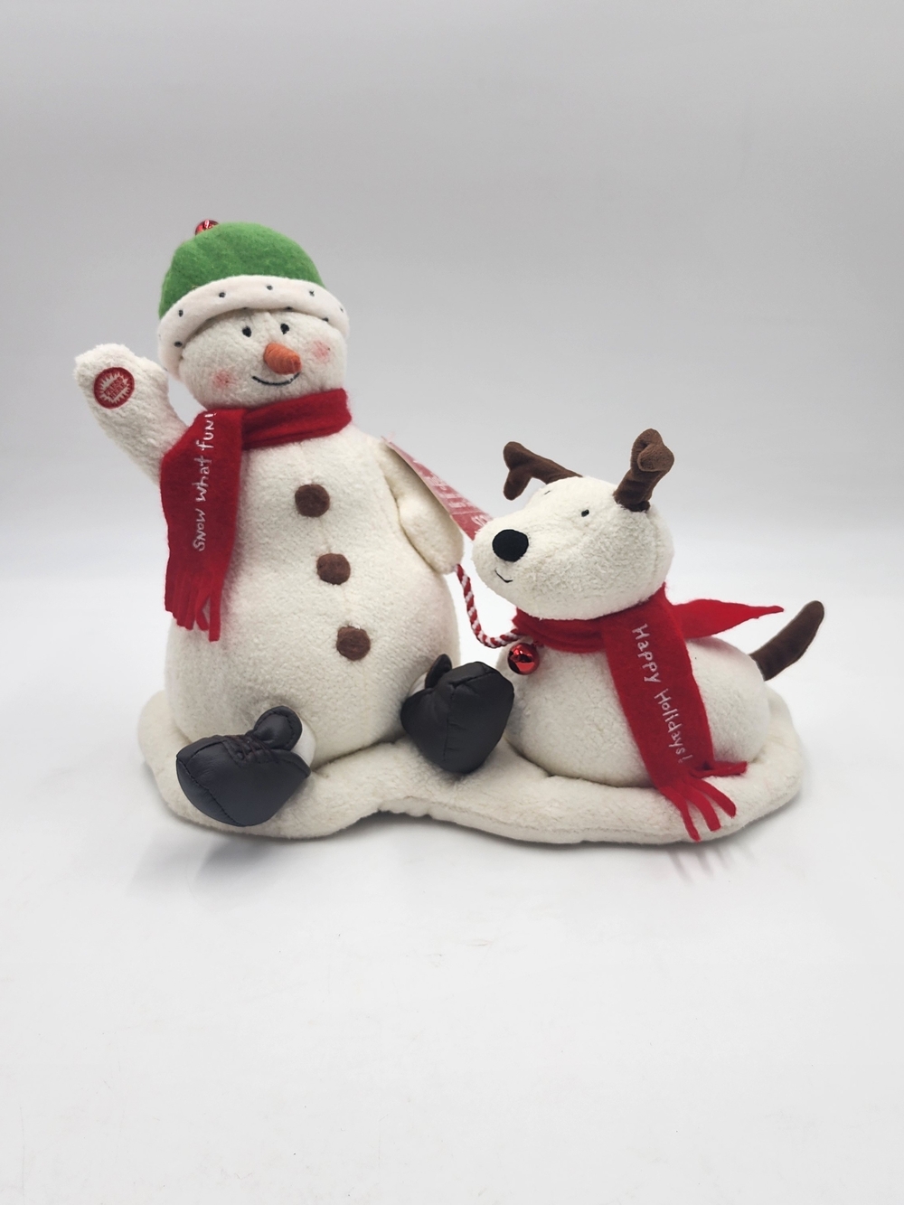 2004 Hallmark Jingle Pals 'Snow What Fun' Animated Singing Snowman and Dog Plush